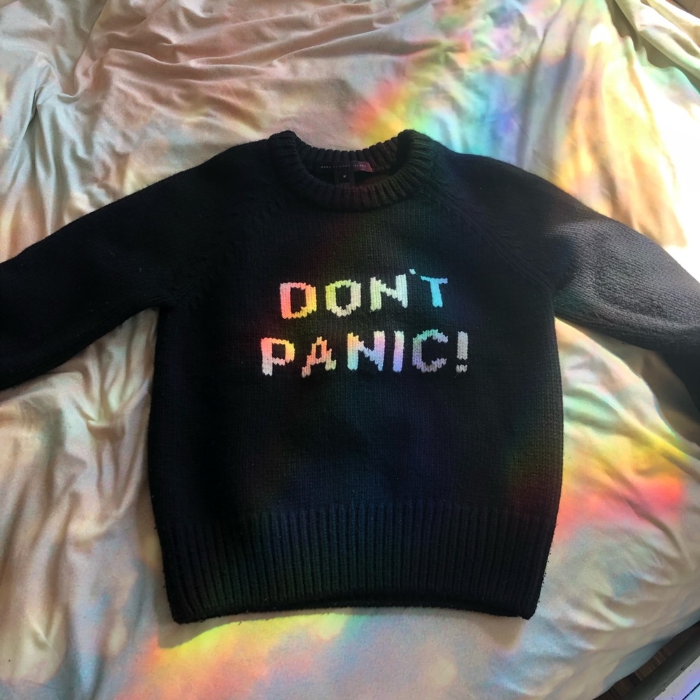 Marc Jacobs “Don’t Panic” chunky sweater